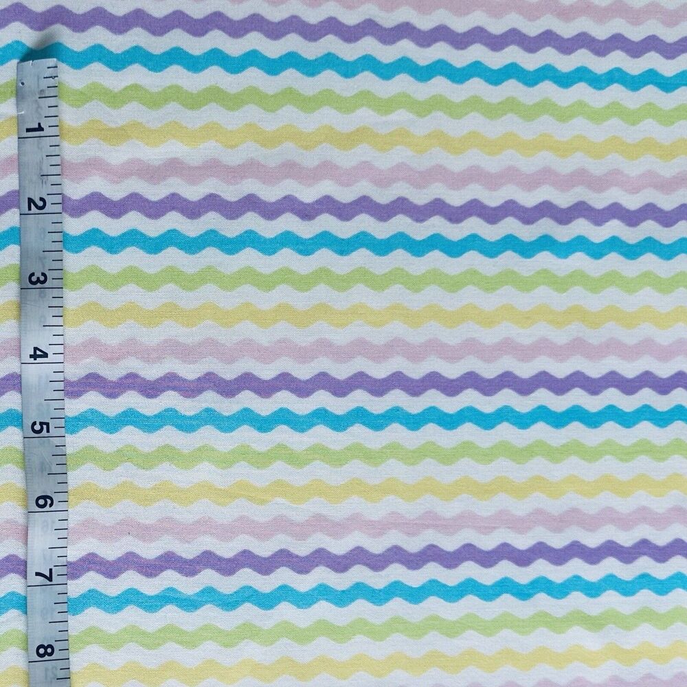 Pastel Rainbow Fabric Rick Rack Stripe Fabric Cotton Sewing Fabric 2yd